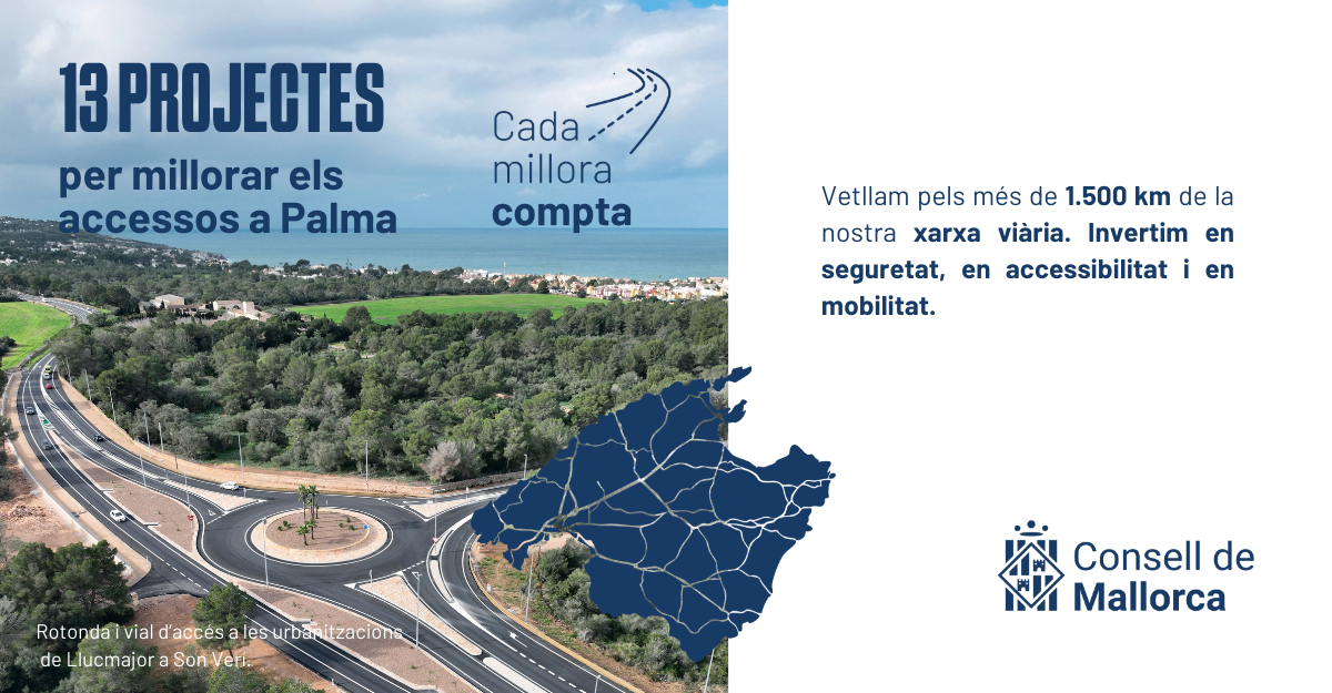 Rotonda i vial d'accés a les urbanitzacions de Llucmajor a Son Verí