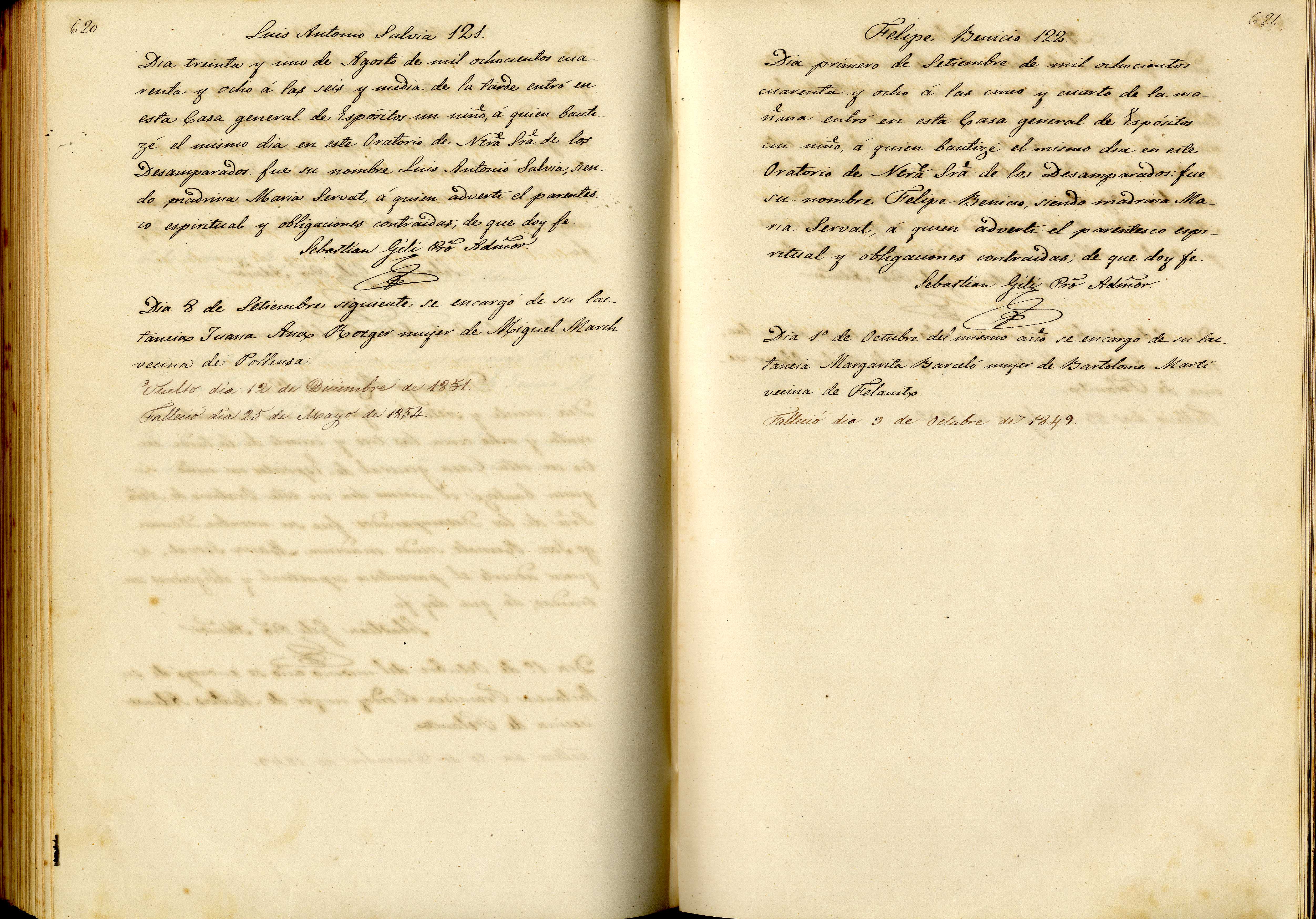 Casa General de Expósitos: registros de expósitos del libro de 1844 a 1849 (AGCM II-451)
